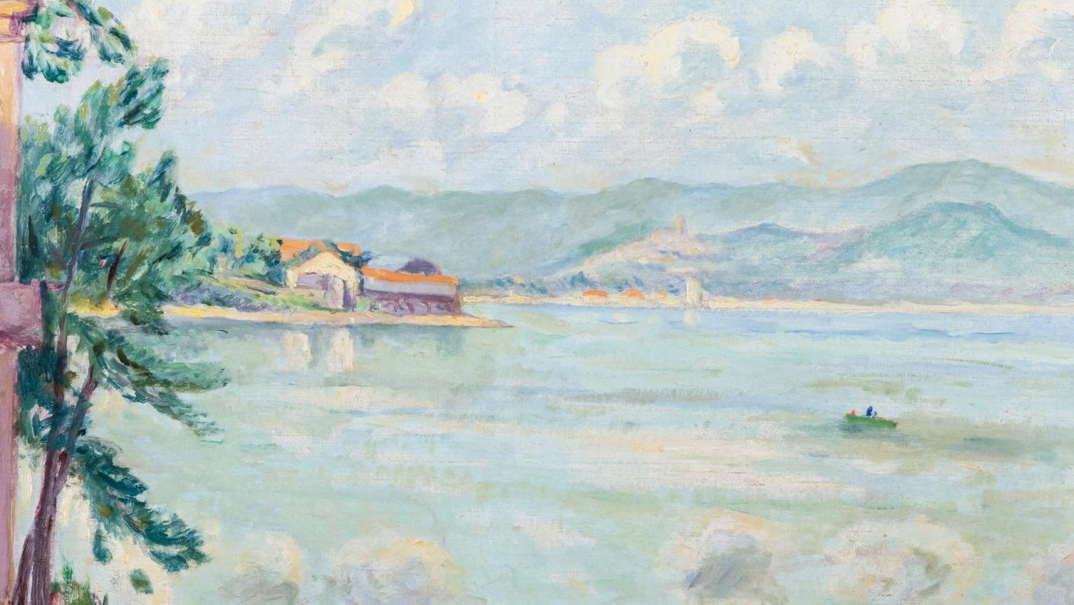 Henri Manguin (1874-1949), Grimaud, vu de l’Oustalet, 1941, huile sur toile signée,... Grimaud aperçu par Henri Manguin