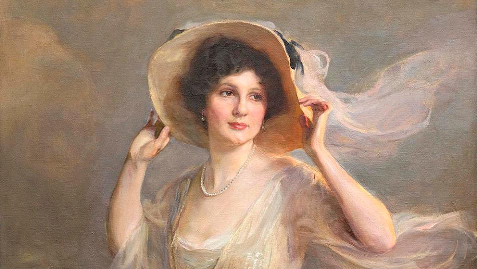 Philip Alexius de László (1869-1937), Portrait of Lorna Marsali Woodroffe Lang, born... A romantic portrait by Philip de László