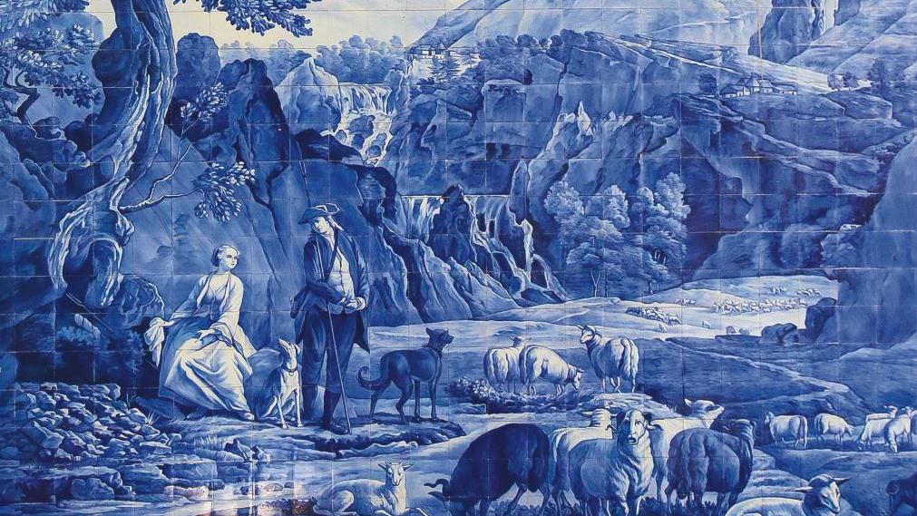 Panneau d’azulejos réalisé par la fabrique d’Aleluia d’après La Bergère des Alpes de... Le château de la Mercerie, le «Versailles charentais»