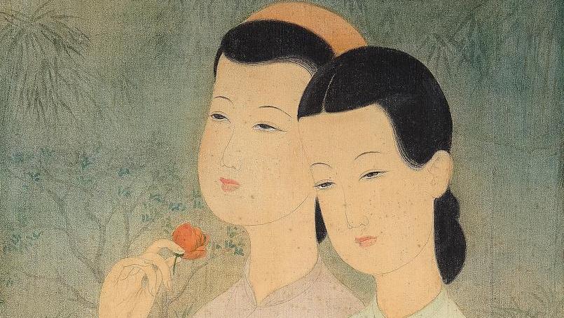 Mai Trung Thu, dit Mai-Thu (1906-1980), Les Deux Sœurs, 1942, encre et gouache sur... Mai-Thu, l’amour du travail bien fait