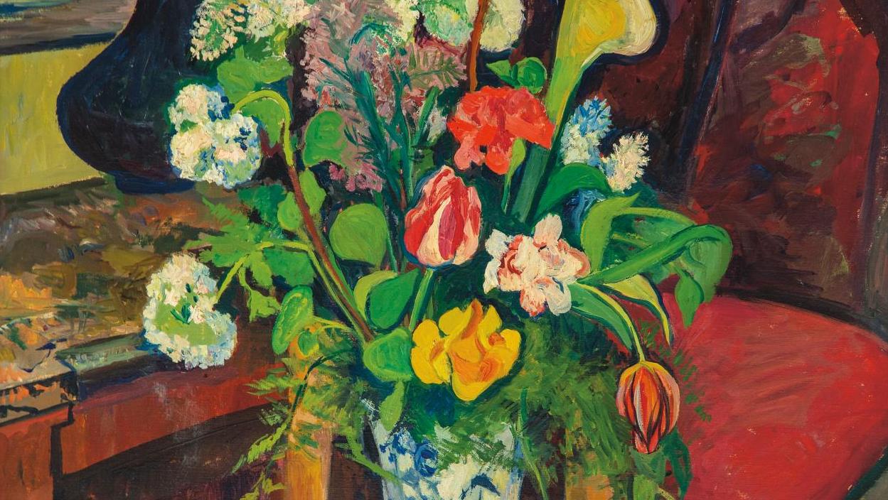 Suzanne Valadon (1865-1938), Vase de fleurs sur une chaise, 1927, huile sur toile,... Des fleurs pour Suzanne Valadon