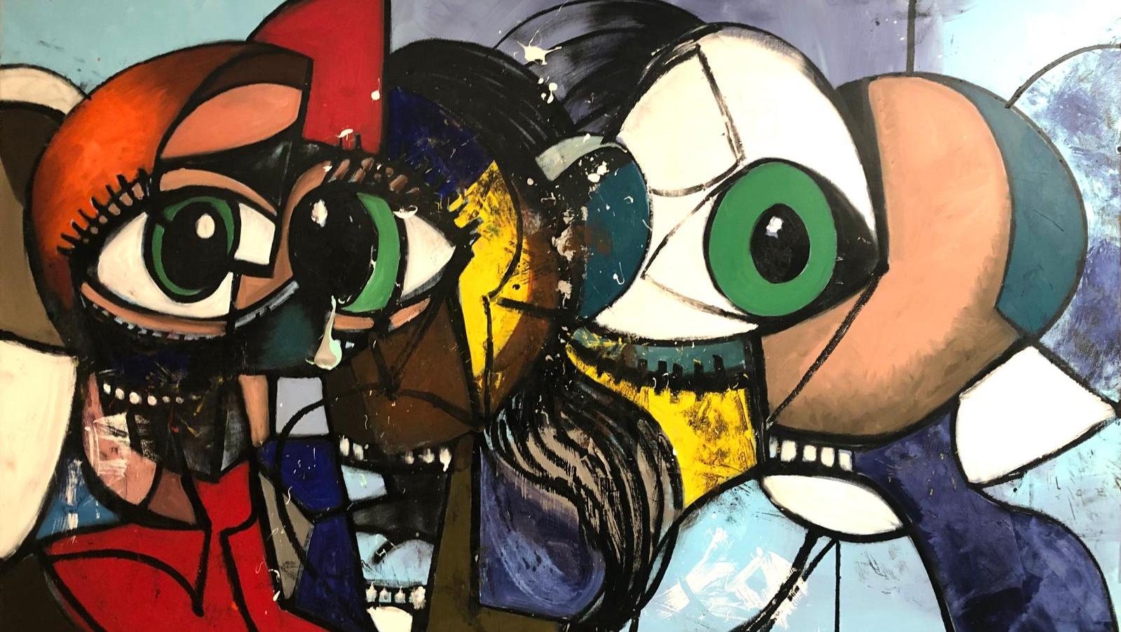 George Condo, Distanced Figures Painting, 2020, huile sur toile.© George Condo, courtesy... De Miami au digital, les ventes accompagnent Art Basel