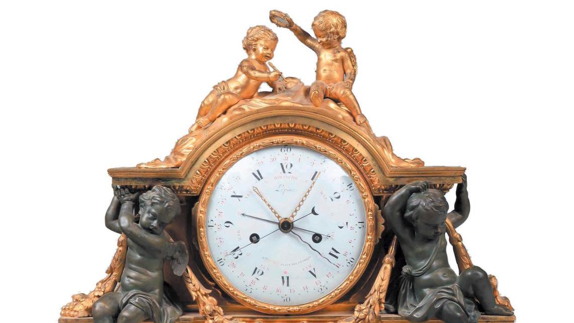 Monumental "architectural" clock illustrating La Victoire de la Science (The Victory... Robert Osmond, Science and History