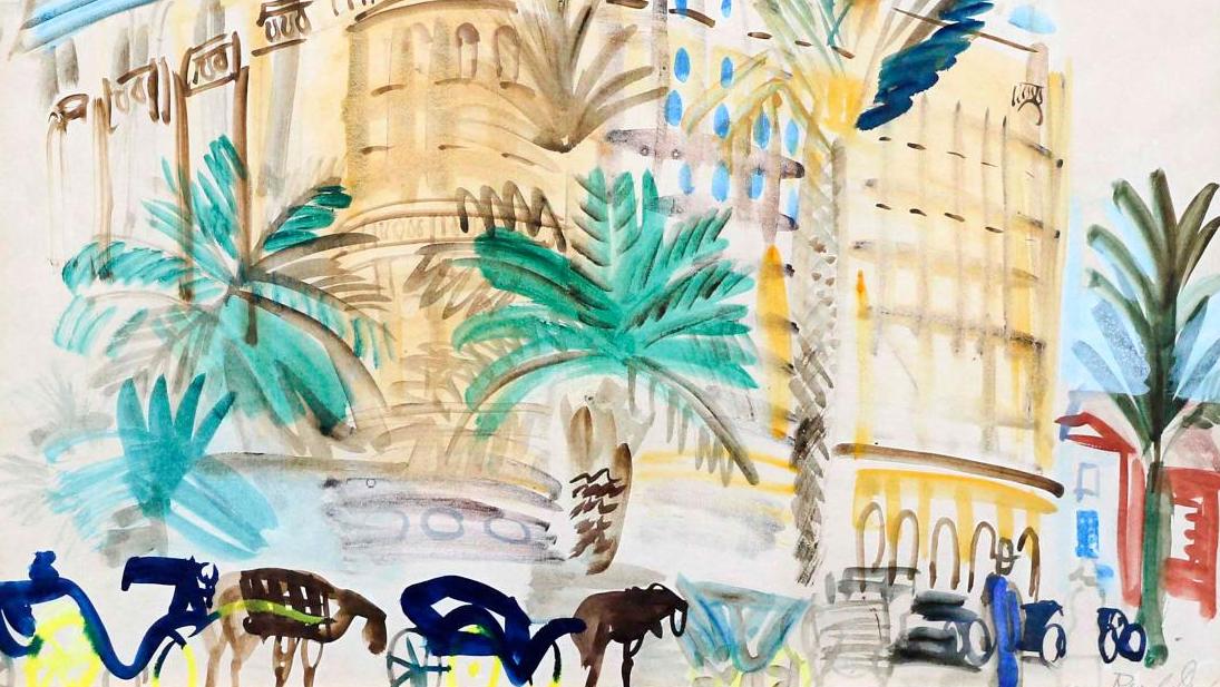 Raoul Dufy, Calèches devant le Carlton à Cannes (Carriages in Front of the Carlton... Enjoying Cannes with the Dufy Brothers