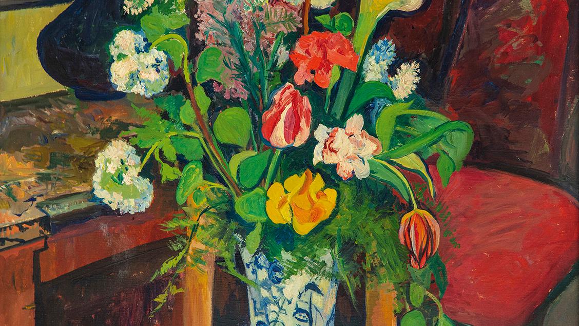 Suzanne Valadon (1865-1938), Vase de fleurs sur une chaise (Vase of Flowers on a... Flowers for Suzanne Valadon