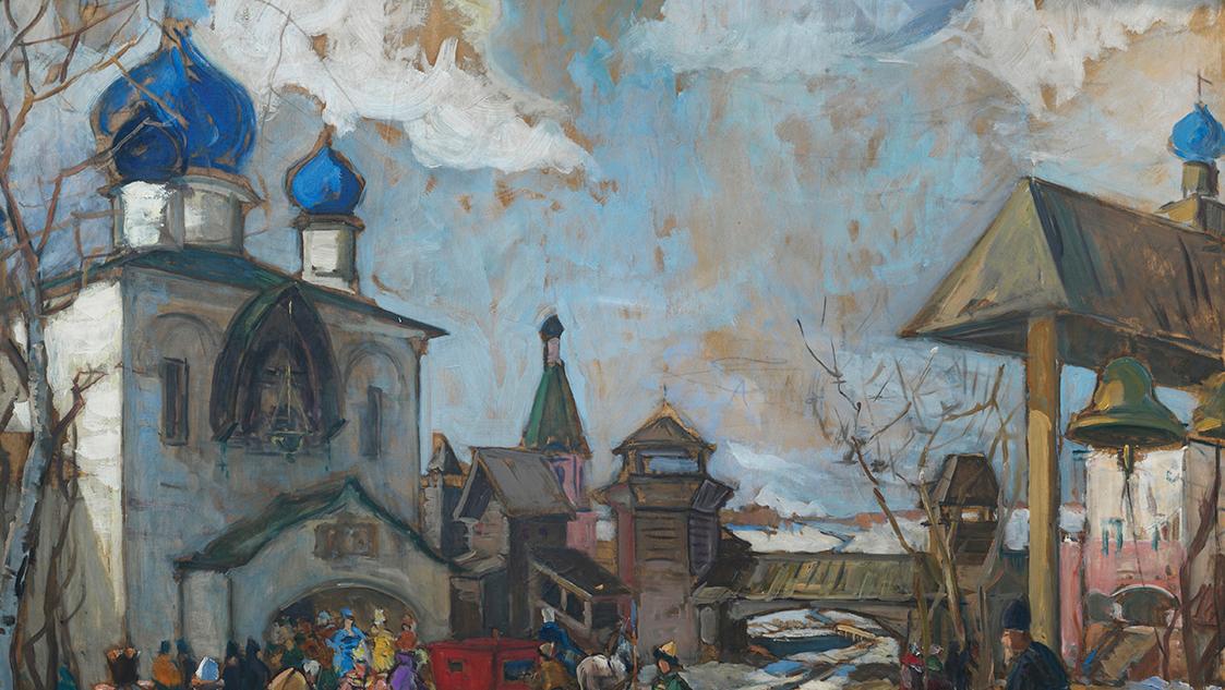 Georges Lapchine (1885-1951), Après la messe, commencement du printemps en Russie... Georges Lapchine, Eternal Russia
