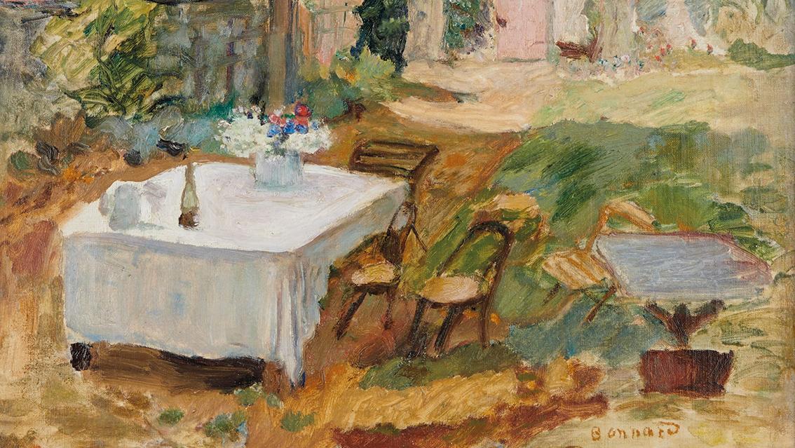 Pierre Bonnard (1867-1947), Table dans un jardin, 1908, huile sur toile signée, 39 x 44 cm.... Sous la lumière de Pierre Bonnard