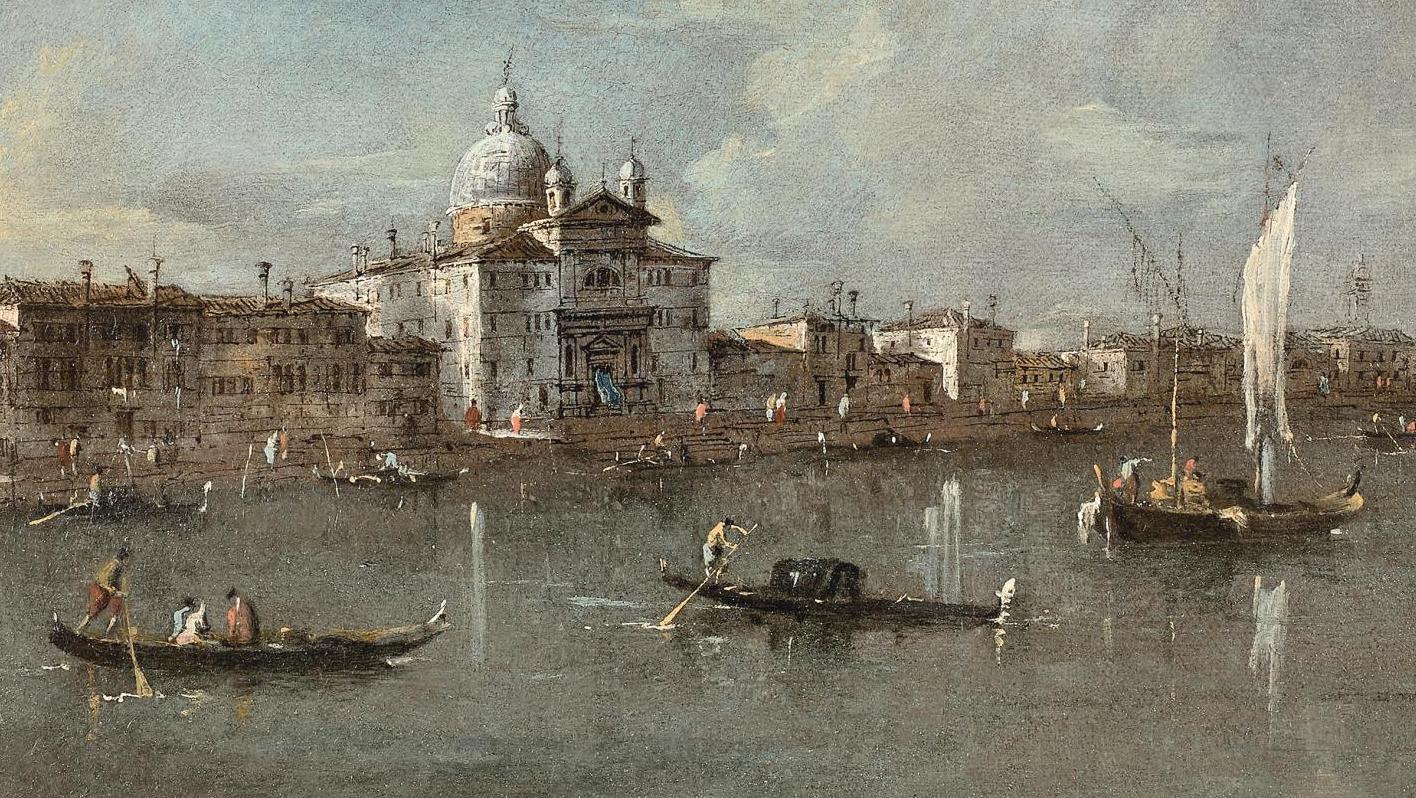 Francesco Guardi (1712-1793), Venise, vue de l’église des Zitelle sur la Giudecca,... Guardi, sérénissime peinture ancienne