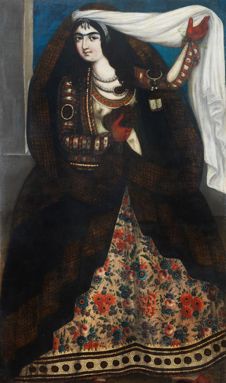Anonyme, Princesse au chador, vers 1840-1850, huile sur toile (détail), collection particulière, Genève. 