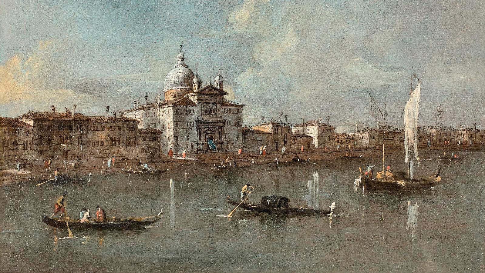 Francesco Guardi (1712-1793), Venice, a View towards the Giudecca and the Church... Old Masters: Guardi and Coypel
