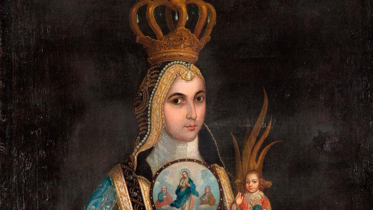 Domingo Ortiz, Mexican school, 18th century, Portrait of Sister Juana, oil on canvas,... Latin America in Painting