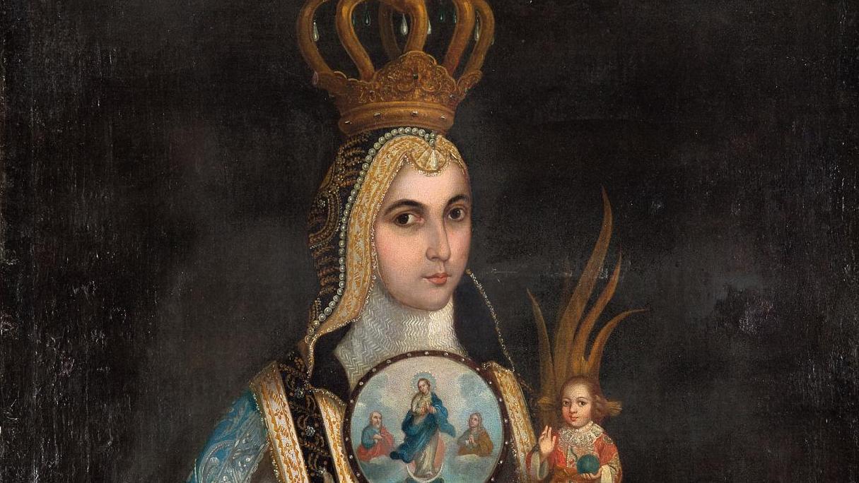 Domingo Ortiz, école mexicaine du XVIIIe siècle, Portrait de sœur Juana, huile sur... L’Amérique latine en peinture