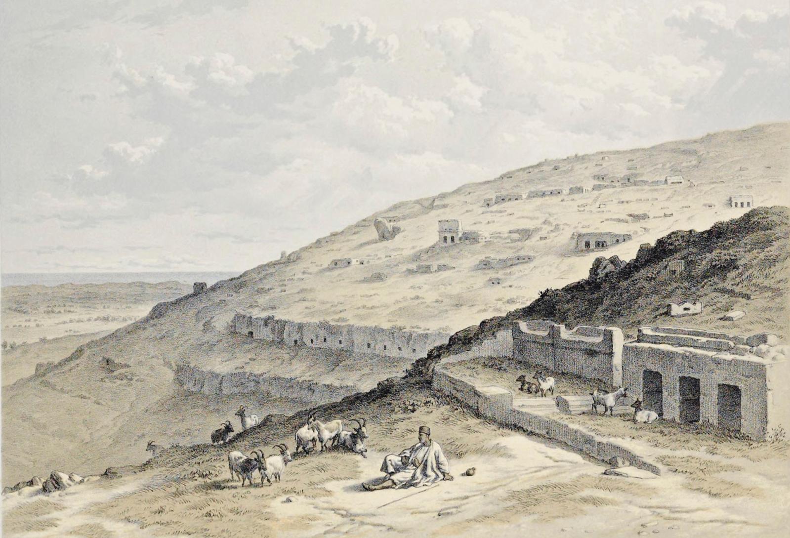 Vue générale de l’une des collines au nord de la nécropole de Cyrène. © Bibliothèque de l’INHA, collection Jacques Doucet 