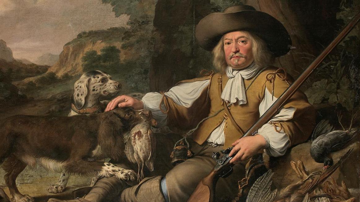 Jean Daret (1614-1668) et Nicasius Bernaerts (1620-1678), Portrait de chasseur assis... Le premier chasseur de l'histoire de la peinture française