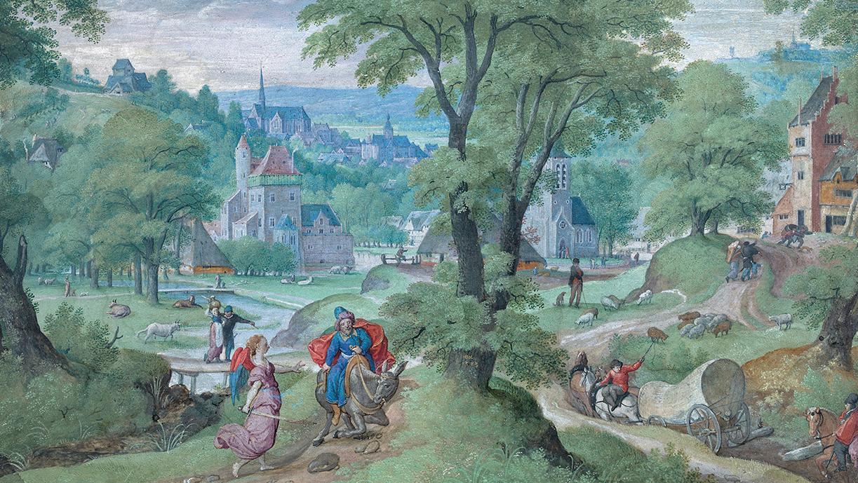 Hans Bol (1534-1593), L’Ânesse de Balaam (reproduite) et Le Bon Samaritain, 1583,paire... Hans Bol, sur le chemin de la destinée