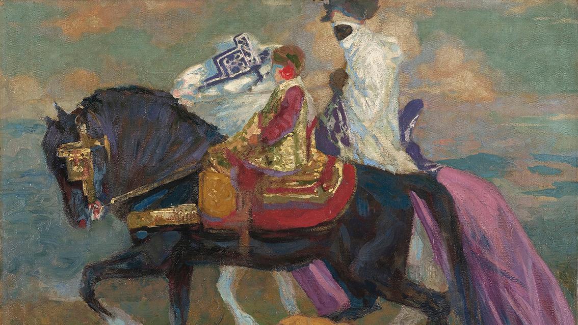 Paul Jouve (1878-1973), Fillette à cheval accompagnée d’un cavalier targui et d’un... Paul Jouve in Algeria