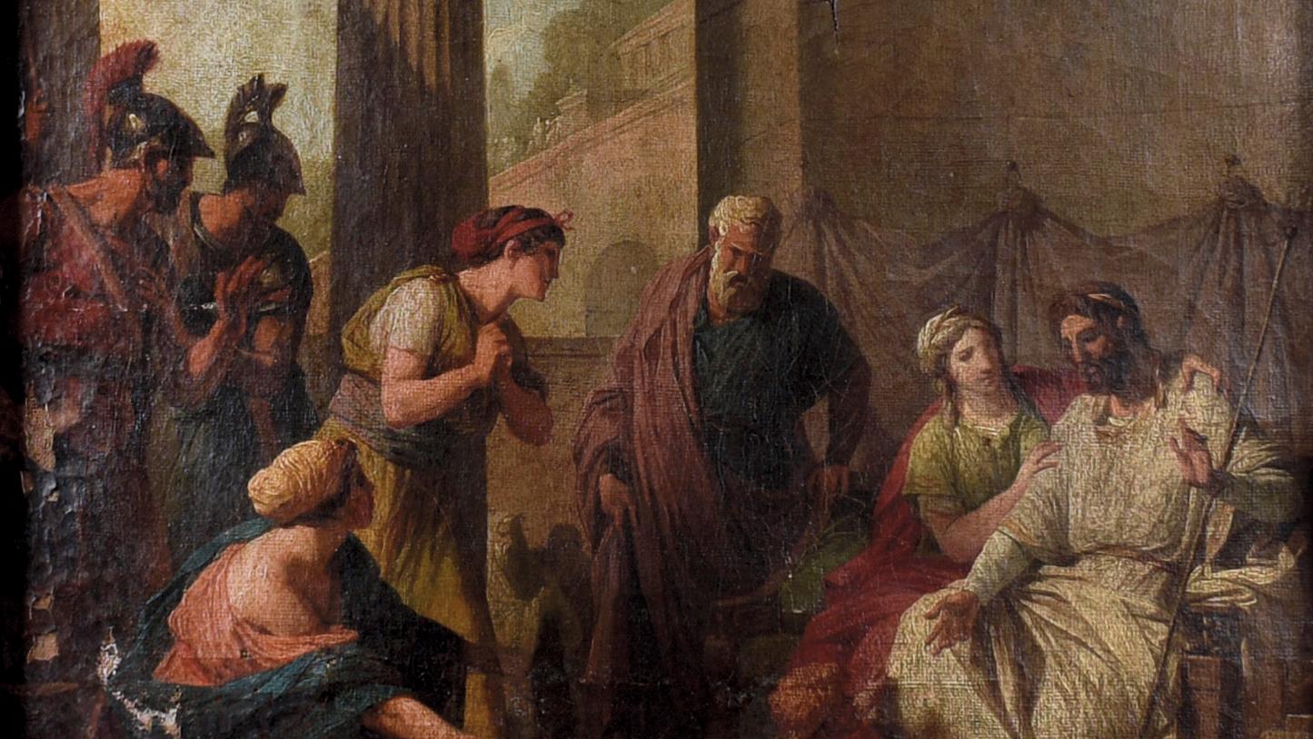 François-André Vincent (1746-1816), Le Jeune Pyrrhus à la cour de Glaucias, huile... Vincent, Gen Paul et Vivien...