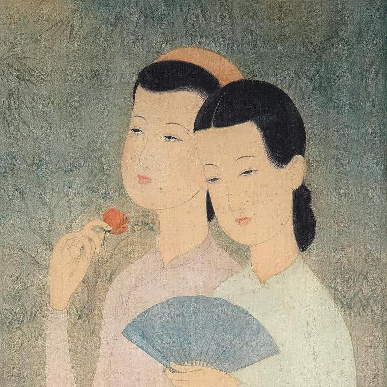Deux sœurs dans un jardin par Mai-Thu