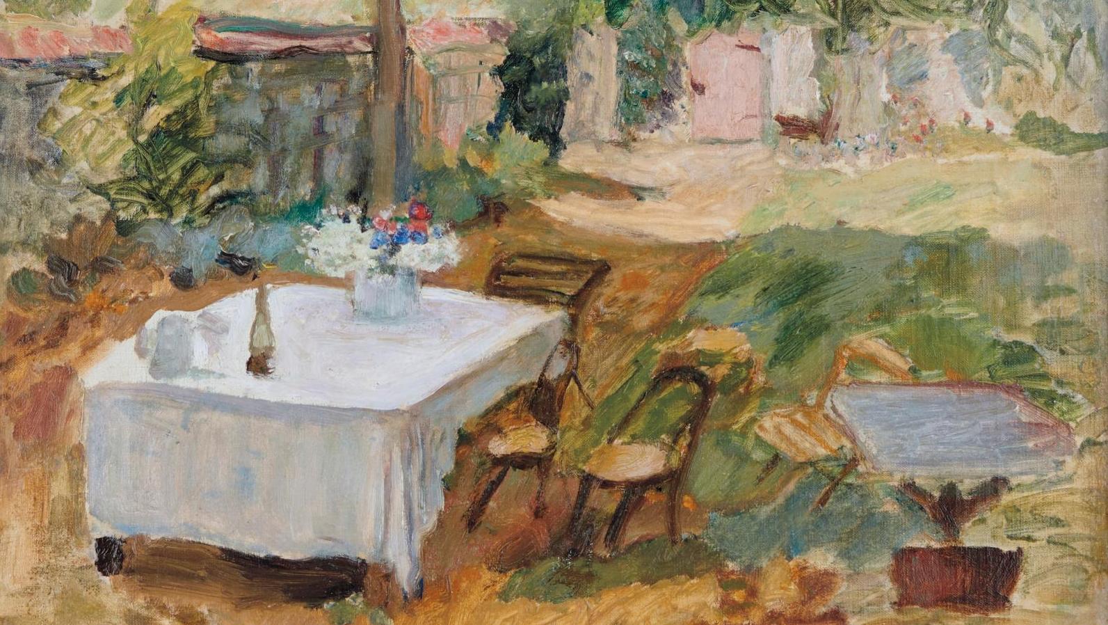 Pierre Bonnard (1867-1947), Table dans un jardin, 1908, huile sur toile signée en... De Bonnard à Cartier, en passant par la romanée-conti…