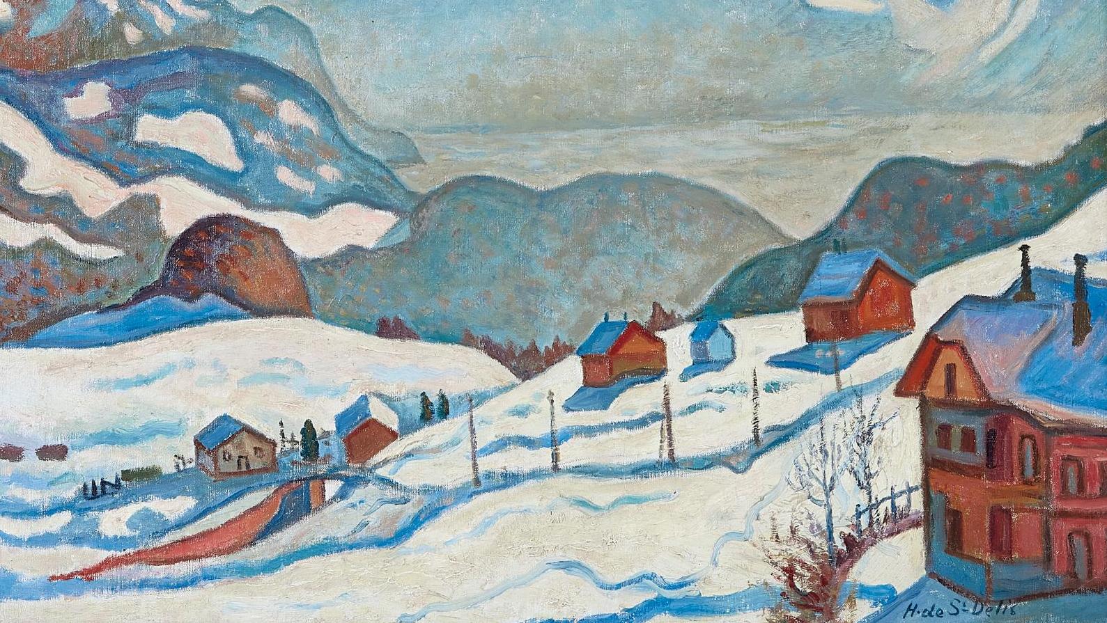 Henri de Saint-Delis (1878-1949), Paysage suisse sous la neige, vers 1910-1912, huile... La montagne avec Saint-Delis, la mer avec Hambourg