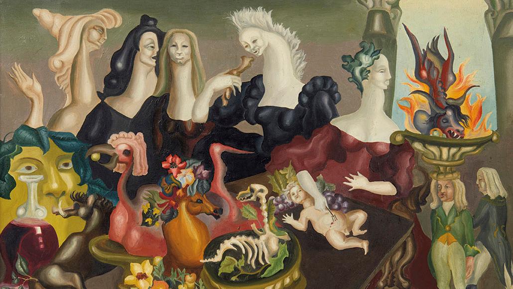 Leonora Carrington (1917-2011), The Meal of Lord Candlestick, 1938, oil on canvas,... A Leonora Carrington from the André-François Petit Collection 