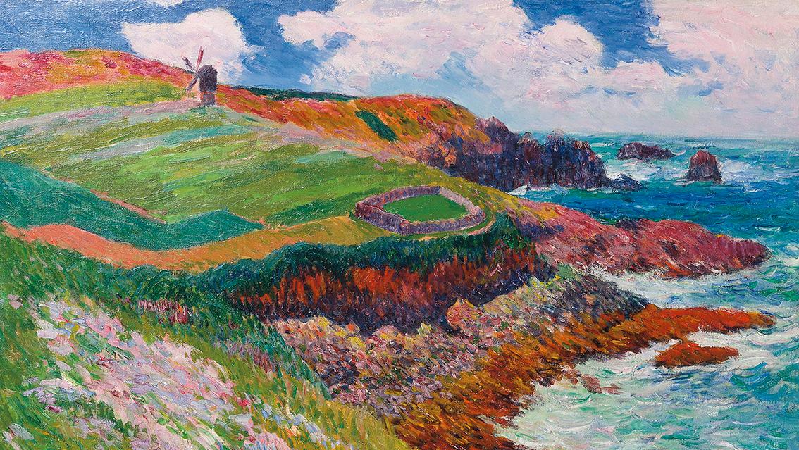Henry Moret (1856-1913), Baie de Lampaul, Ouessant, 1895, huile sur toile, 60 x 73 cm.... Henry Moret : la côte de Moëlan