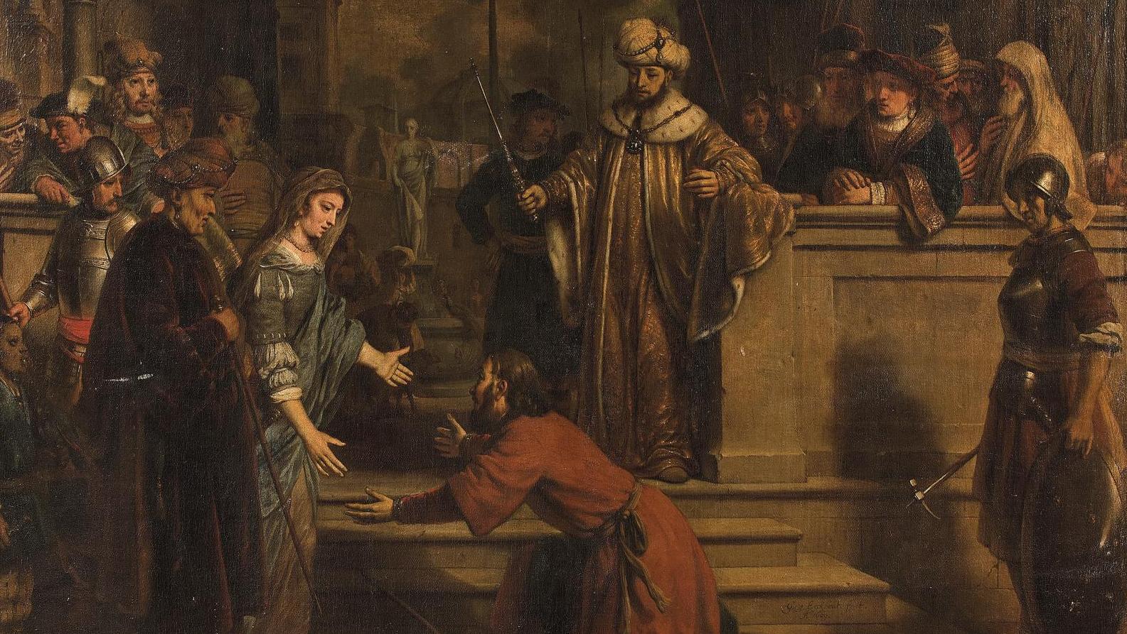 Gerbrand van den Eeckhout (1621-1674), Pharaon rend à Abraham son épouse Sara, toile,... Une œuvre inédite d’un élève de Rembrandt, Gerbrand van den Eeckhout