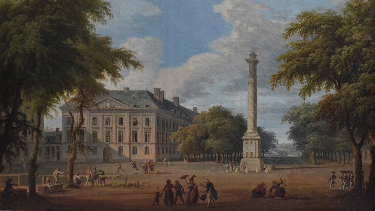 Jean-Baptiste Coste (1746-1819), Nantes, la place de la Liberté, 1791, huile sur... Projet inachevé sur fond de Révolution