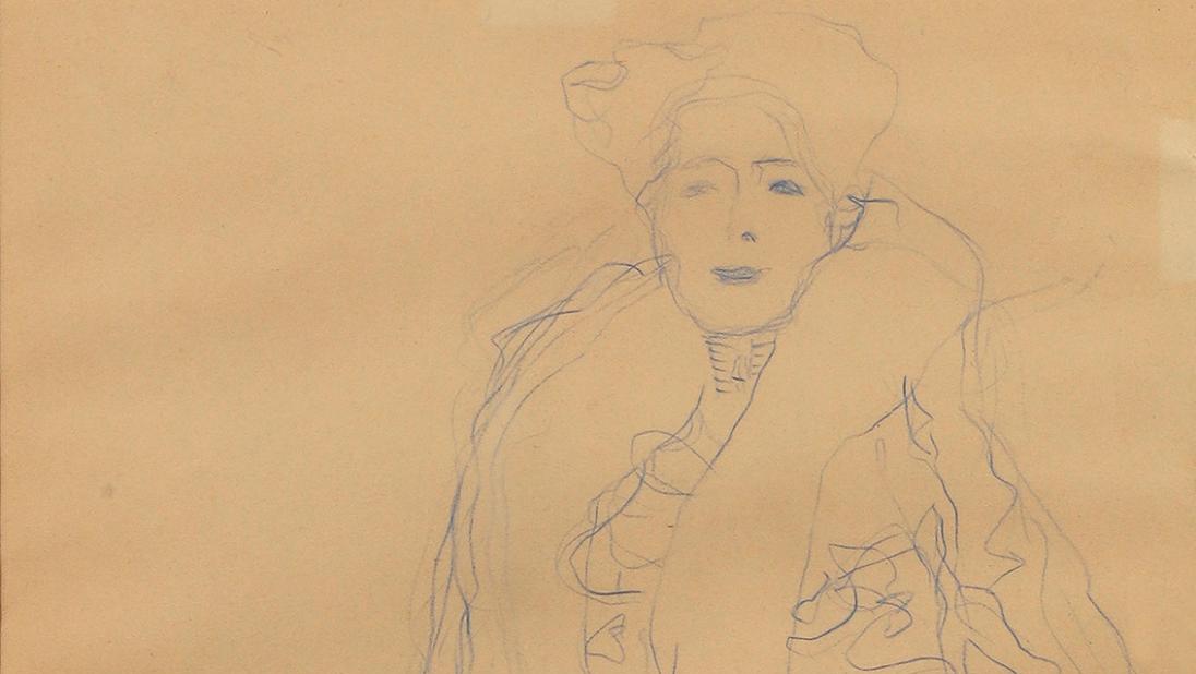 Gustav Klimt (1862-1918), Étude pour le portrait de Fritza Riedler, crayon bleu sur... Gustav Klimt, prolifique dessinateur