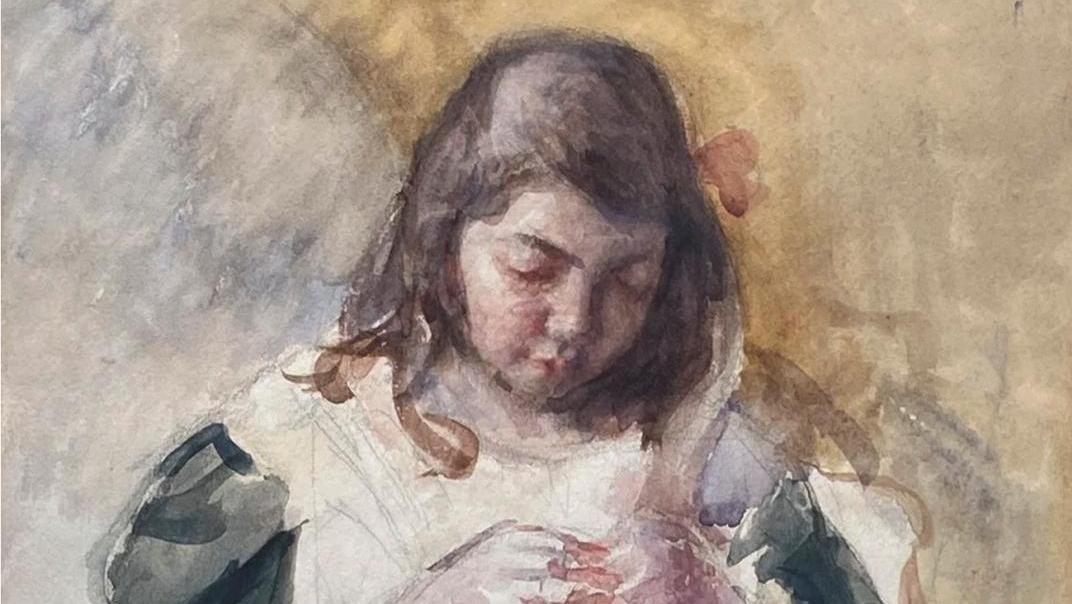 Mary Cassatt (1844-1926), Françoise Sewing (n° 2), 1908, aquarelle signée, 49 x 34,5 cm... Un instantané signé Mary Cassatt