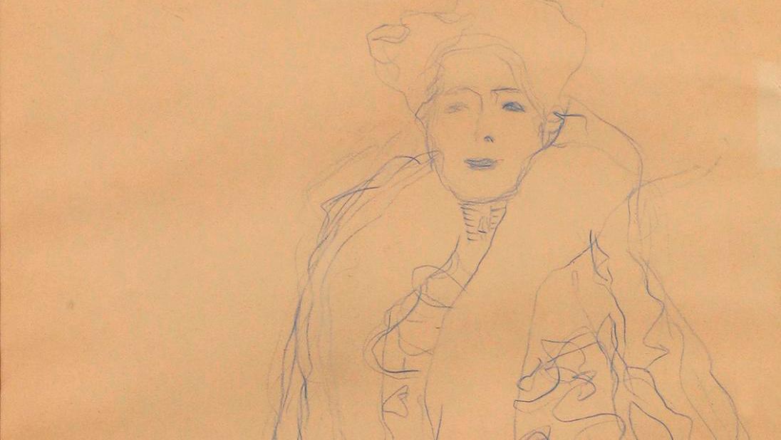 Gustav Klimt (1862-1918), Study for the Portrait of Fritza Riedler, blue pencil on... Gustav Klimt, the Consummate Draughtsman  