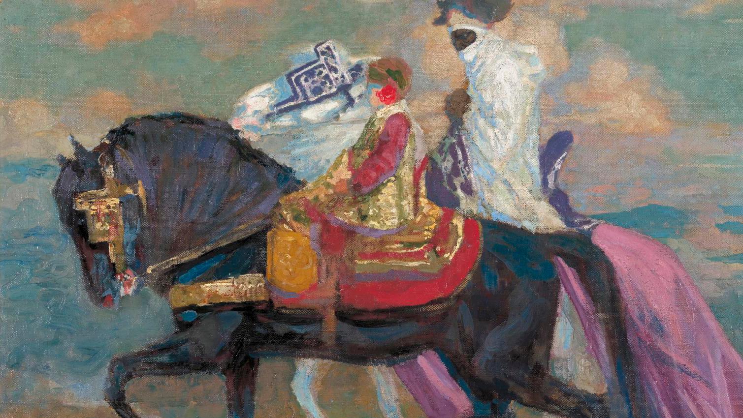 Paul Jouve (1878-1973), Fillette à cheval accompagnée d’un cavalier targui et d’un... From the Sahara to a Dreamlike India, with Jouve and Maire