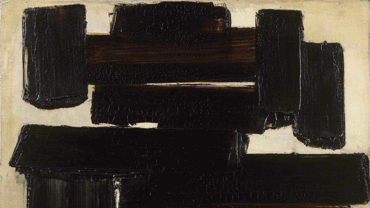 Pierre Soulages (né en 1919), Peinture 81 x 60 cm, 3 décembre 1956, huile sur toile,... Soulages et Senghor : un duo très attendu