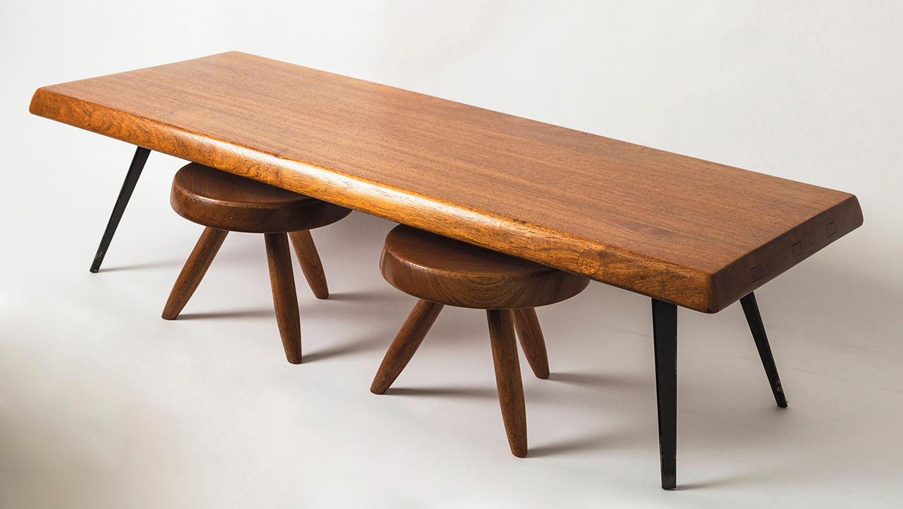Charlotte Perriand (1903-1999), rectangular coffee table with a solid wood top, legs... Charlotte Perriand: In Total Harmony