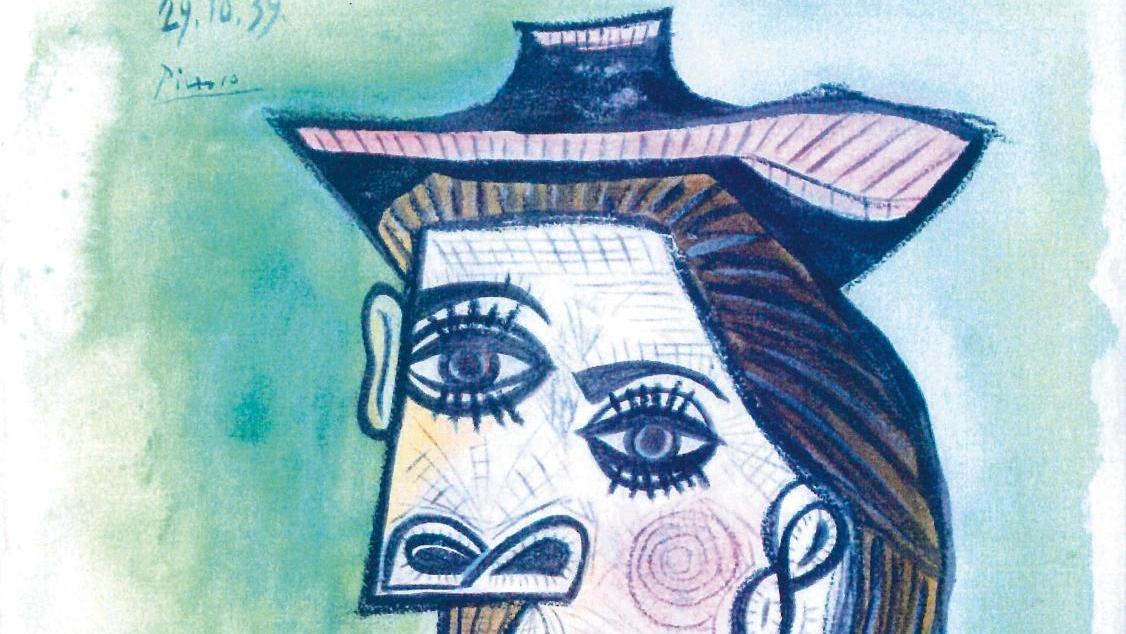 Un Portrait de femme au chapeau, gouache sur papier, signé «Picasso» et dédicacé... Picasso, un portrait contesté