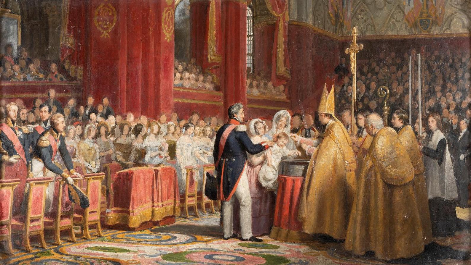Attribué à Jean-Baptiste Vinchon (1789-1855), Le Baptême de son Altesse royale le... Louis-Philippe de retour dans ses châteaux