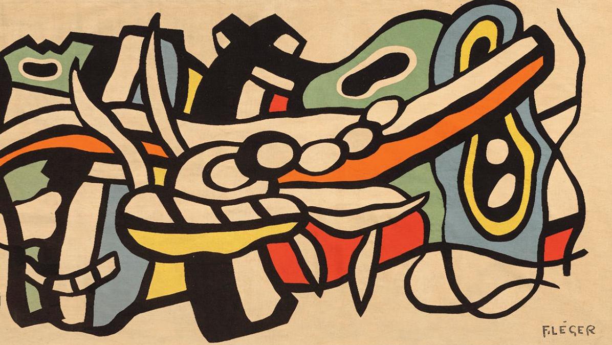 Fernand Léger (1881-1955), Composition abstraite, tapisserie en laine à six couleurs,... L’art et la matière