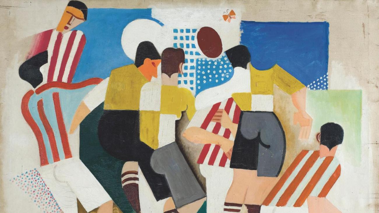 André Lhote (1885-1962), Les Footballeurs (rugby), 1916, huile sur toile signée,... Hommes et femmes de caractère, par Reni et Lhote