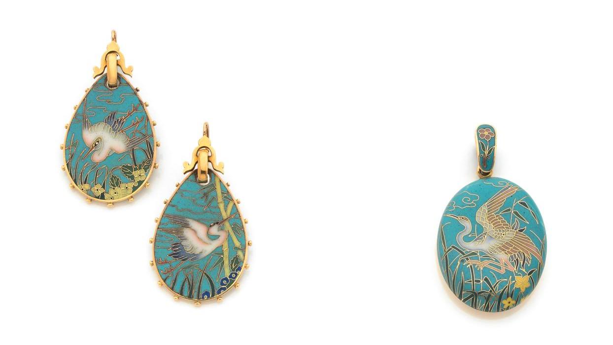€62,500Alexis Falize, yellow gold earrings, cloisonné enamel on both sides, decorated... Art Price Index: The 19th Century, A Hundred Years of Jewelry