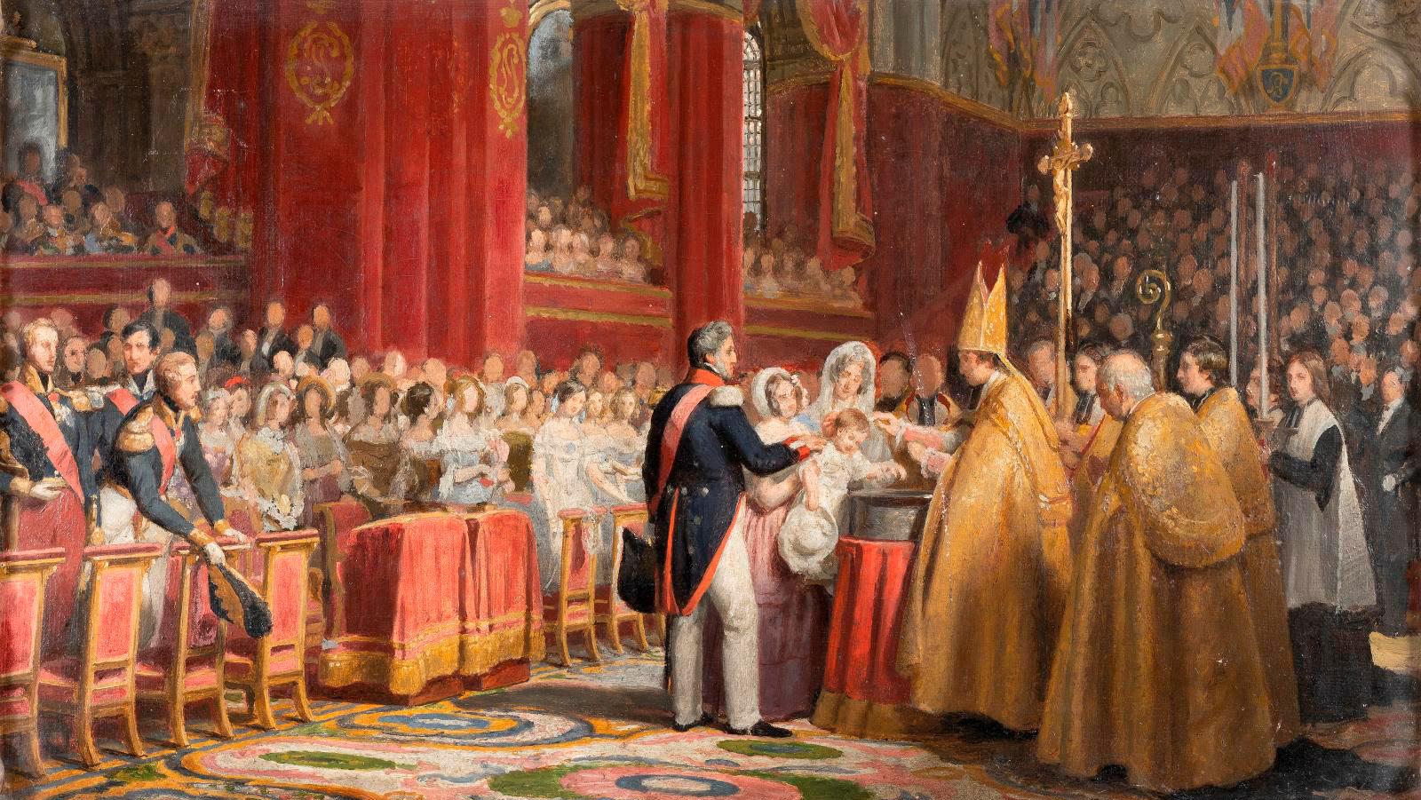 Attributed to Jean-Baptiste Vinchon (1789-1855), The Baptism of His Royal Highness... Louis-Philippe Returns to his Châteaux