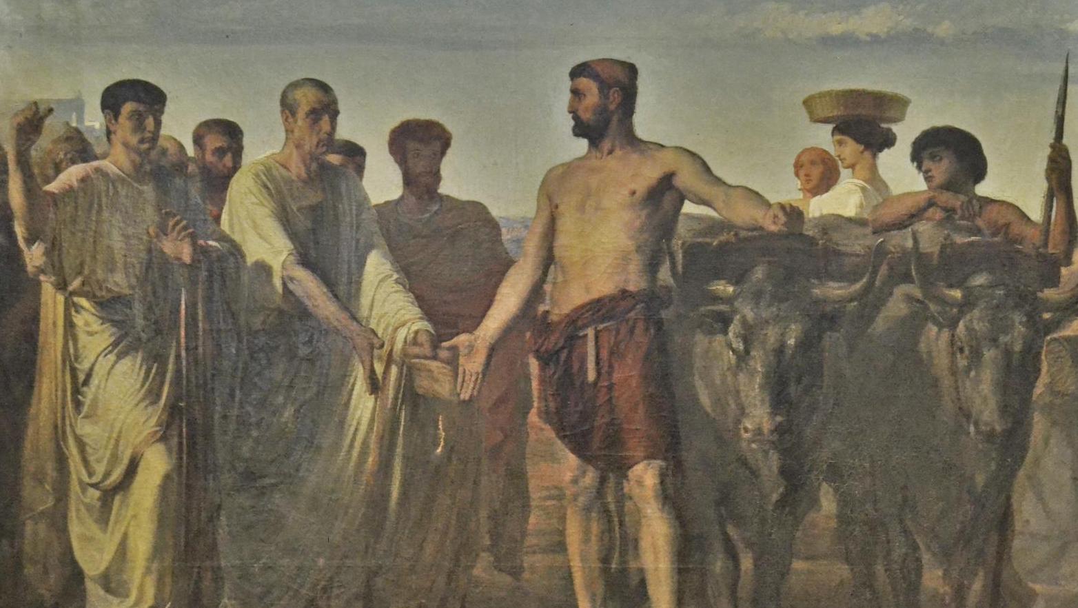 Louis Duveau (1818- 1867), Cincinnatus recevant les ambassadeurs chargés de lui apporter... L’histoire romaine, un modèle vertueux au XIXe siècle