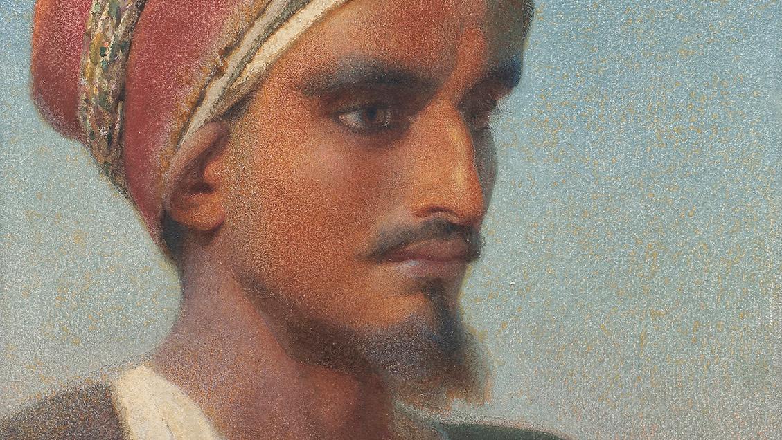 Carl Haag (1820-1915), Portrait d’Ali Ben Nasr Mansour, 1858, aquarelle, 34,5 x 24,5 cm.... Carl Haag : le goût du voyage