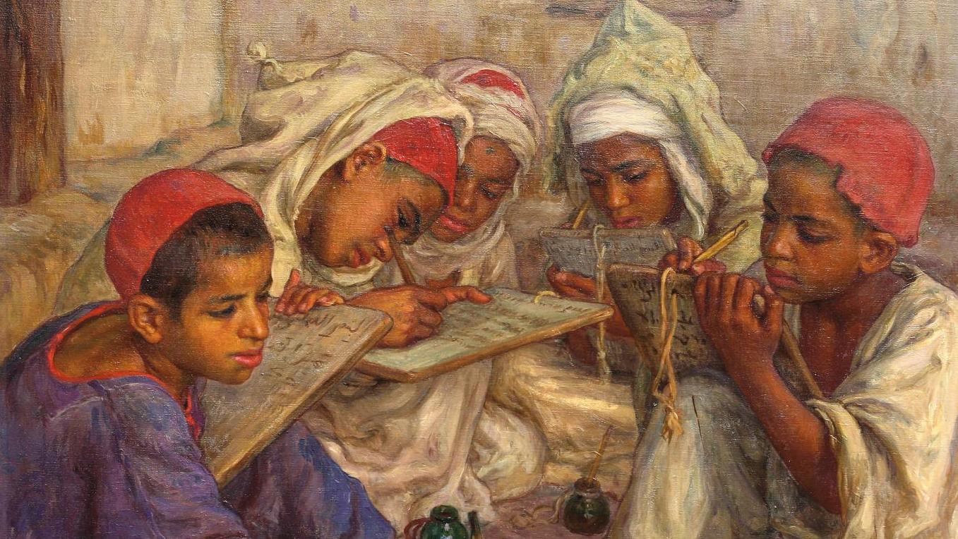 Étienne Dinet (1861-1929), L’École coranique, vers 1910, huile sur toile, 64 x 81 cm. Estimation :... Les sensibilités africaines d'Étienne Dinet