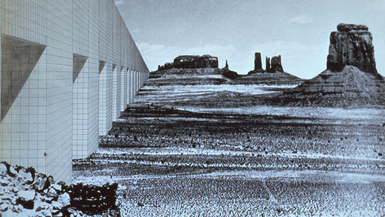 Superstudio, Il Monumento Continuo, 1969–1970, Arizona desert, 1969. Collage on photographic... The Sublime Dystopian Visions of Superstudio