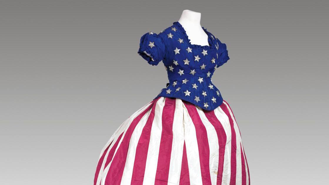 "Independance Day 4th of July" American dress with wide crinoline in taffeta embroidered... From a Festive Crinoline to a Graphic Swimsuit
