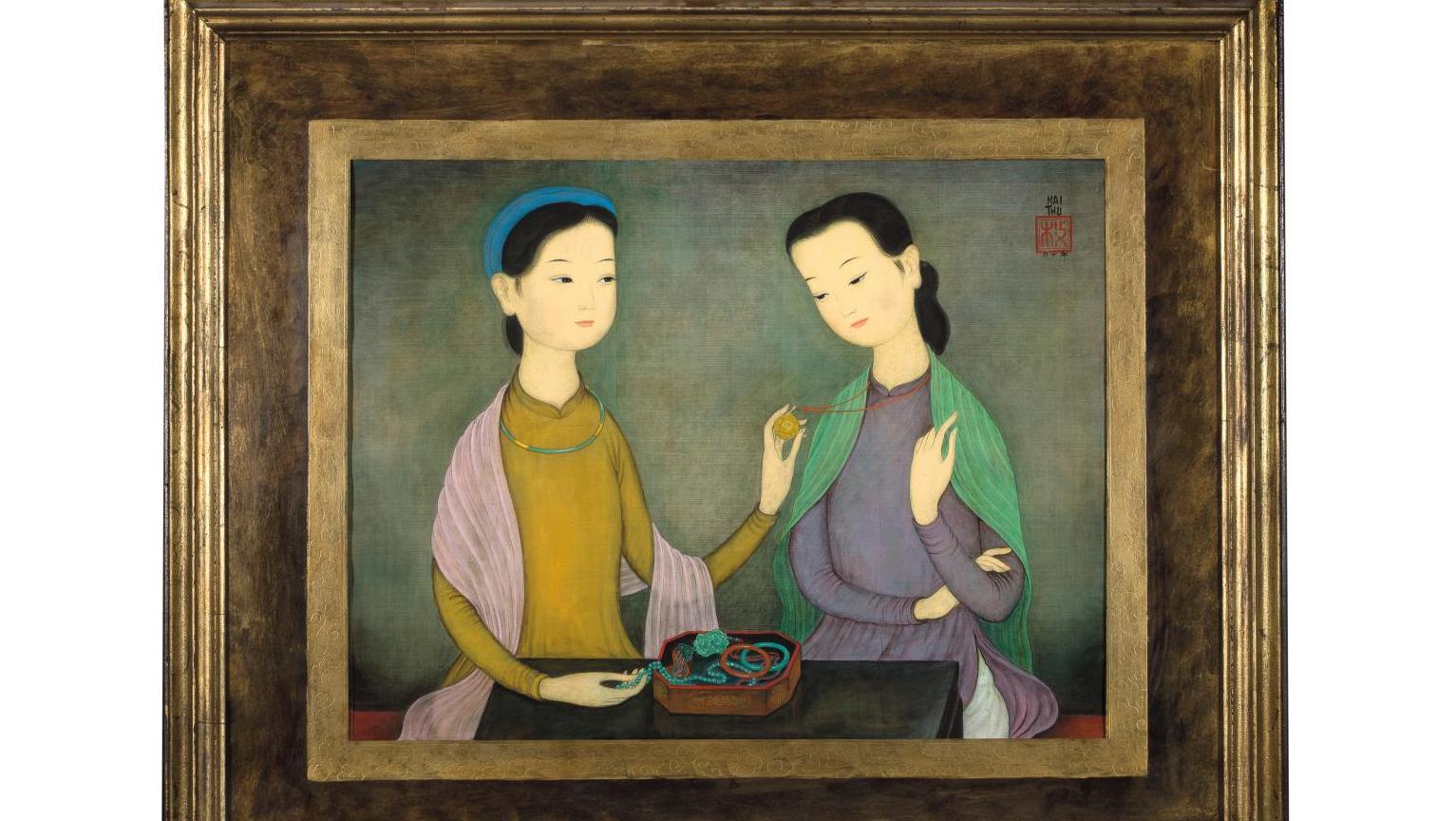 Mai Trung Thu (1906-1980), Le Coffret à bijoux (The Jewelry Box), 1960, ink and colors... Vietnam and France: Two Cultures Mirroring Each Other