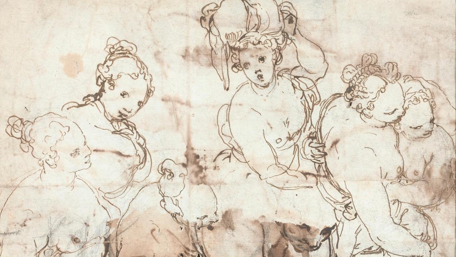 Taddeo Zuccaro (1529-1566), Sept Études de femmes, au verso une esquisse de paysage... Taddeo Zuccaro, a Mannerist Revelation