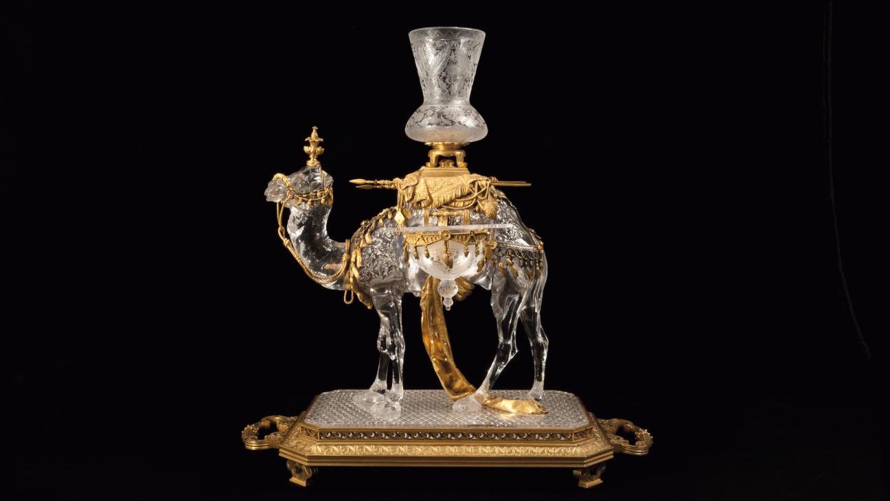 Cristallerie de Baccarat, vers 1880, brûle-parfums Vaisseau du désert ou le Dromadaire,... C comme cristal