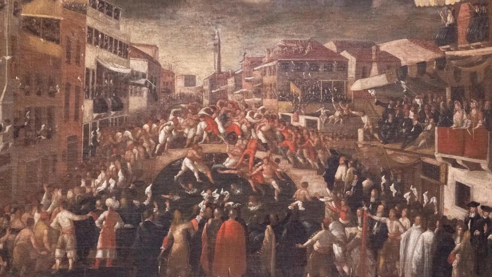 Atelier de Joseph Heintz le Jeune (vers 1600-apr. 1678), La Bataille des poings sur... De Venise à Paris, pour un périple au XVIIe siècle
