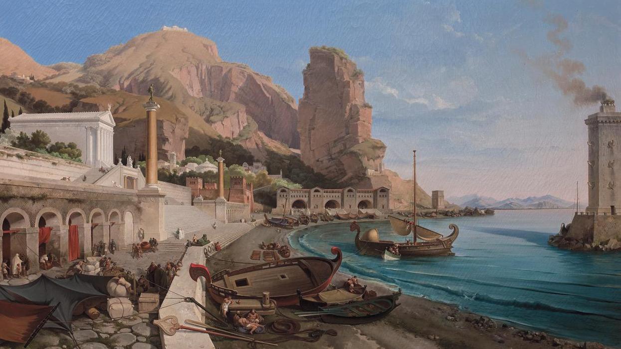 Lancelot-Théodore, comte Turpin de Crissé (1782-1859), Vue imaginaire d'un port antique,... Magna Grecia by Turpin de Crissé